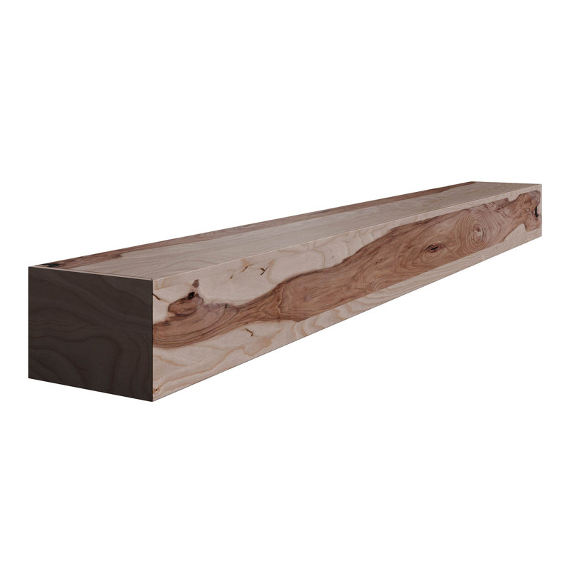 5 In. D X 7.25 In. W X 72 In. L Unfinished White Oak Wood Mantel, Rustic Hickory, 60" L
