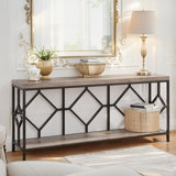 70.86'' Extra Long Entryway Accent Table, 2 Tier Console Sofa Tables
