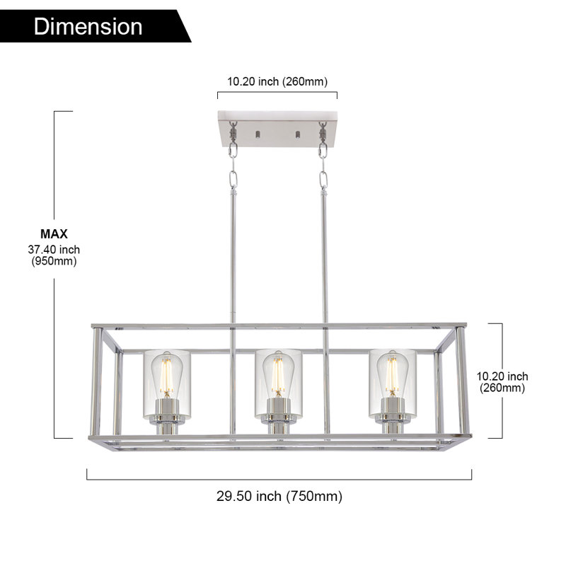 Mesick 3 - Light Kitchen Island Pendant, Chrome