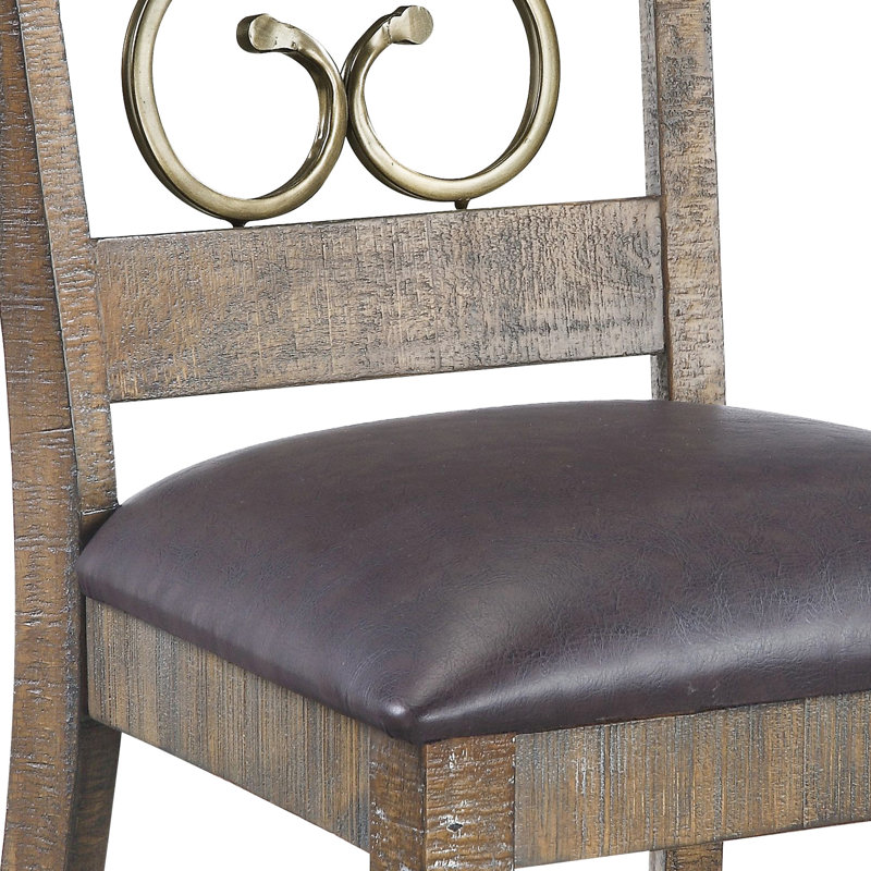 Chaise d'appoint en cuir noir 2 - cerisier, piédestaux doubles, siège d'une largeur de 19 po, capacité de 220 lb pour le plateau de table fixe patiné, poids de 47 lb