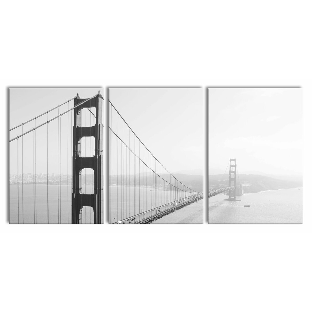 3-tlg. Leinwandbilder-Set Golden Gate Bridge San Francisco