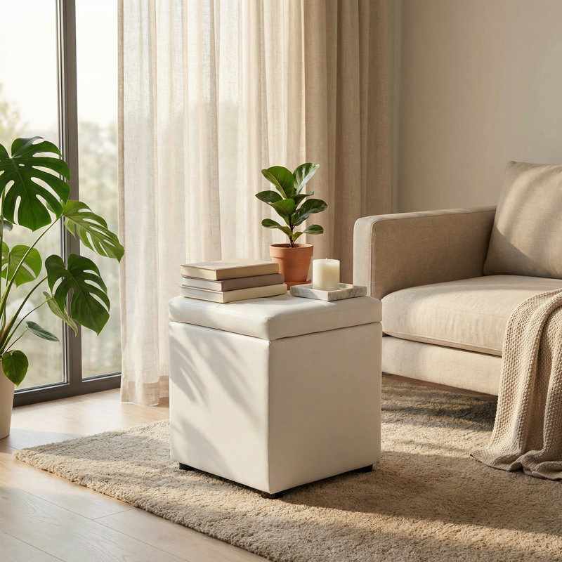 Tabouret haut de salon en cuir Pure