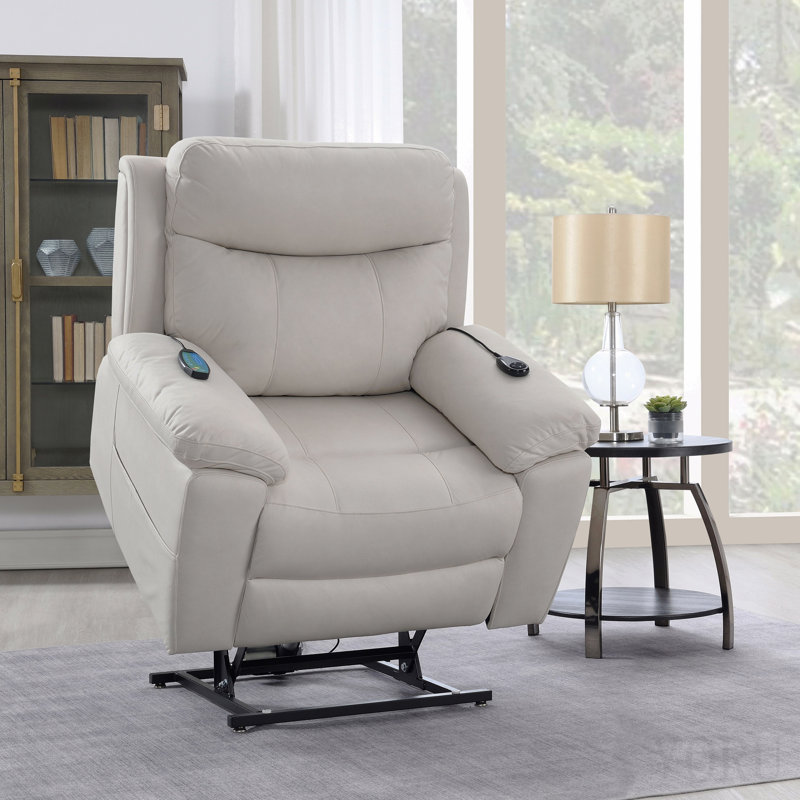 Fauteuil inclinable électrique en microfibre Chriki, Beige