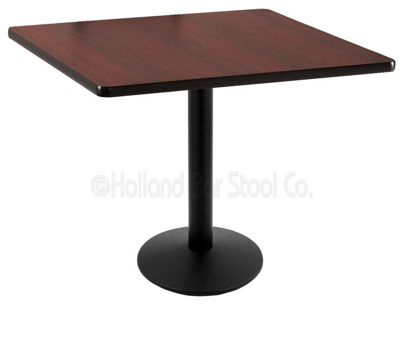 30" Square, Pedestal Dining Table, Black, Bar Height (42" Height)