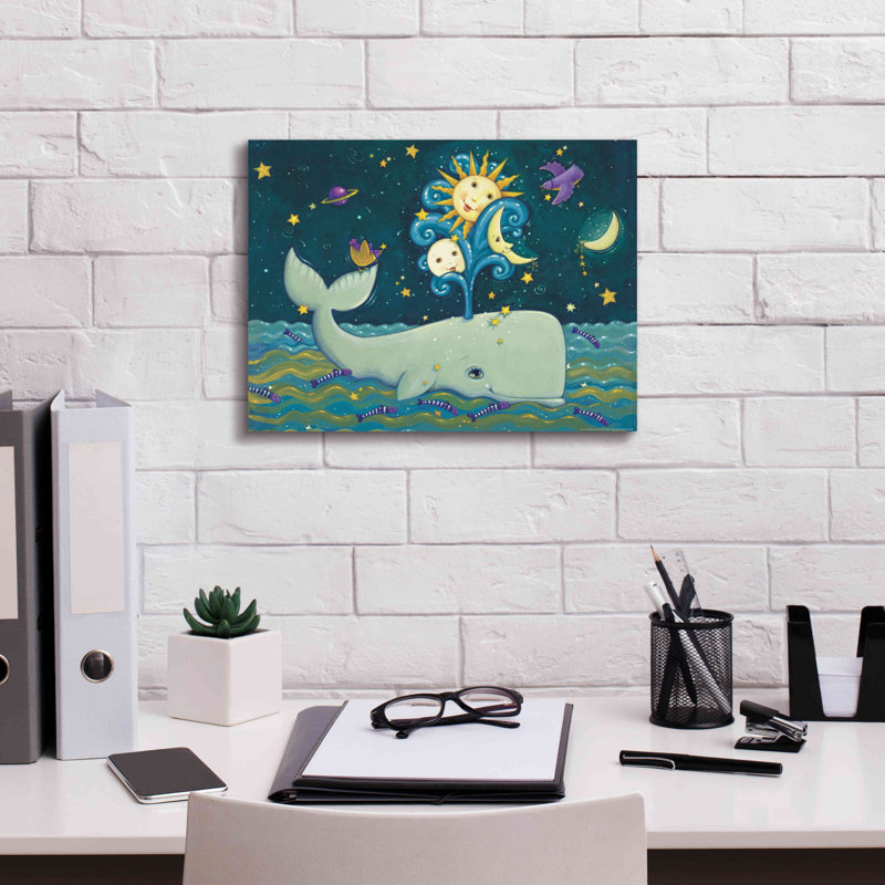 «Sunny Whale» par Viv Eisner, art mural sur toile, H 12 po x l 16 po x P 0,75 po