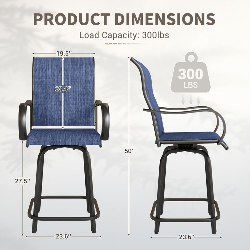 Tabourets de bar pivotants en polyester toutes saisons revêtus de PVC, 4, Bleu