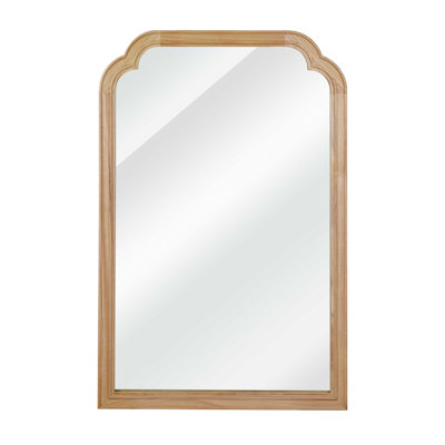 20" x 30" Natural Wood Tone Solid Wood Rounded Corner Decorative Mirror for Any Room