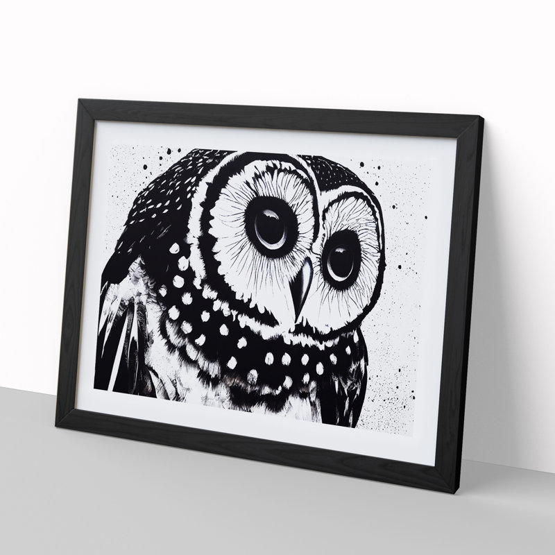 Striking Owl Art Vol.2 - Single Picture Frame Print, 46cm H x 64cm W x 2cm D, Black