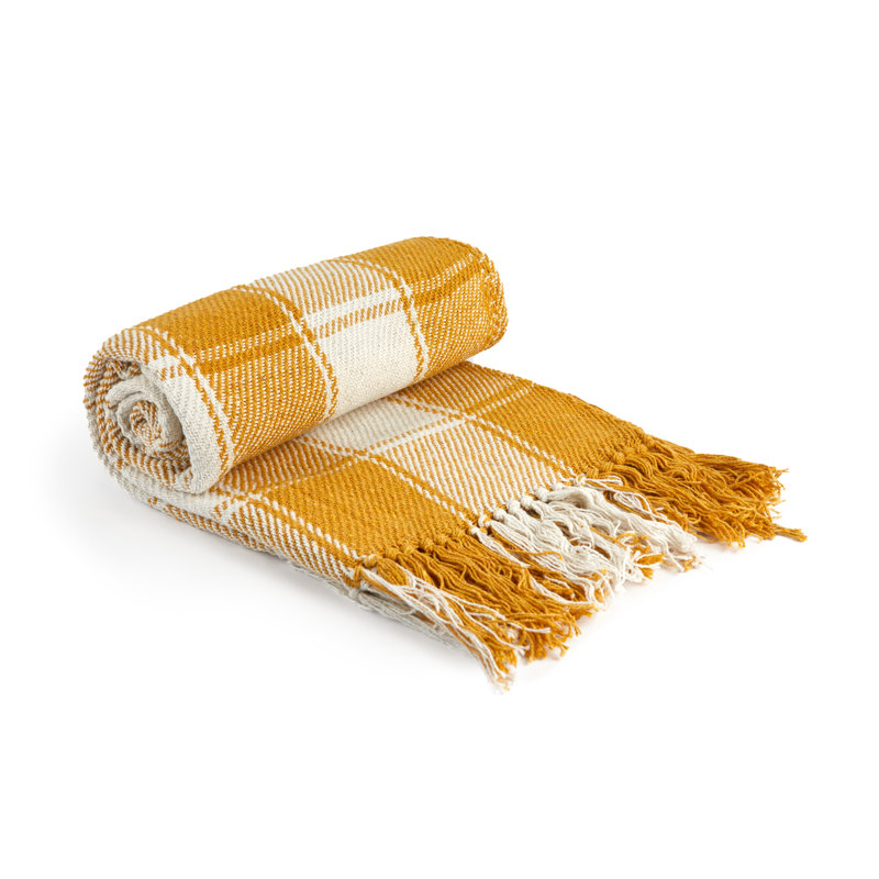 Allardt Hand Woven Throw Blanket, 127cm W x 152cm L, Ochre
