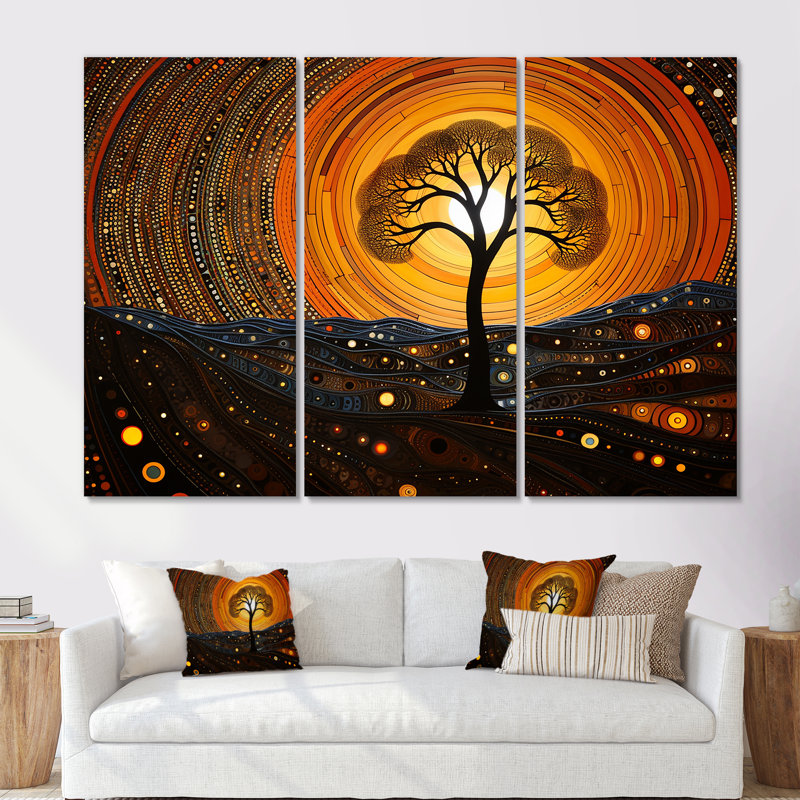 Arbre d'acacia africain dans le désert II - Art mural africain, Toile tendue, H 32 po x l 48 po x P 1 po