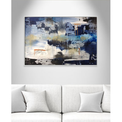 Autumn Indigo 1 Piece Floater Frame Wall Art on Canvas