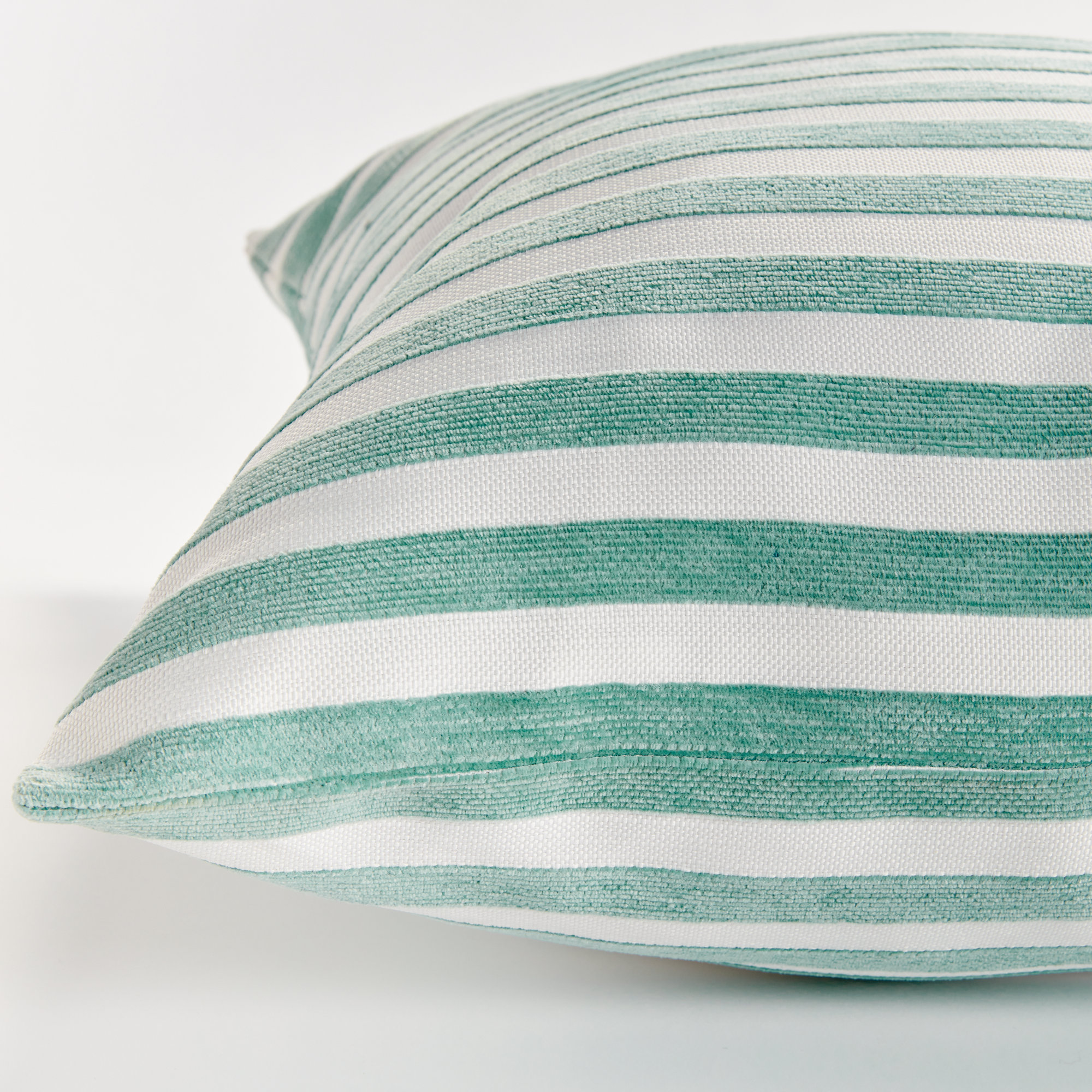 Striped Indoor/Outdoor Reversible Throw Pillow, Square 24", Seafoam