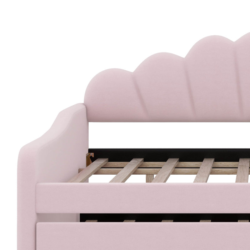 Full Upholstery Daybed Frame With Trundle, Pink