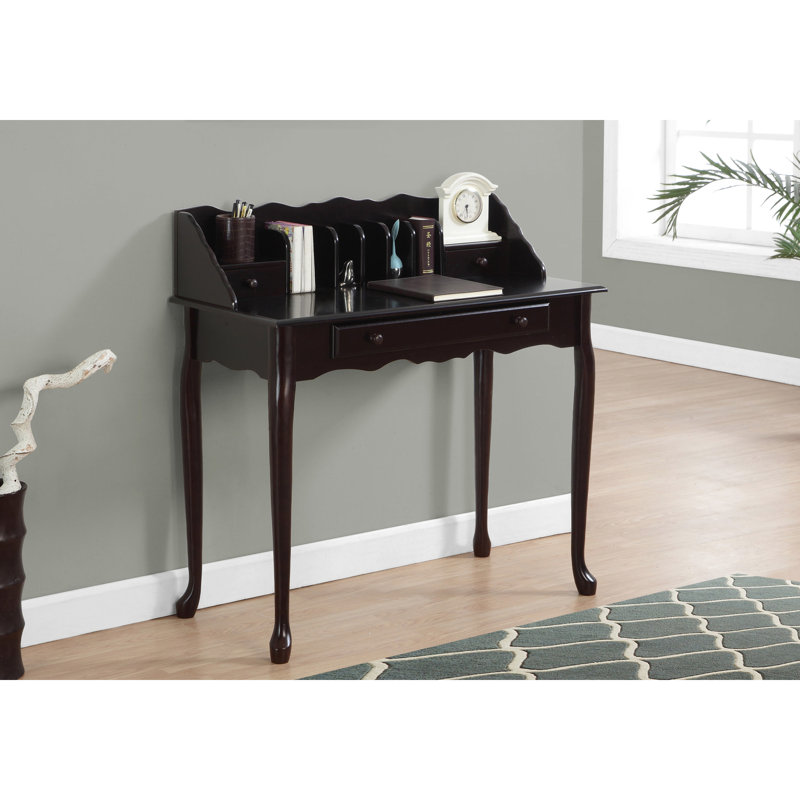Bureau d'ordinateur traditionnel de 91 cm (36 po) de long pour la maison - Bois brun avec tiroirs de rangement et compartiments de rangement - Confort d'utilisation au bureau ou au travail