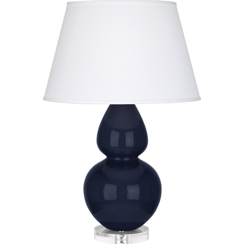 Lampe de table double gourde 30 po, Bleu minuit / argenté, H 30 po x l 19 po x P 19 po, Perle