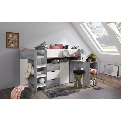 Coleen Loft Bed with Storage Included with Desk Included