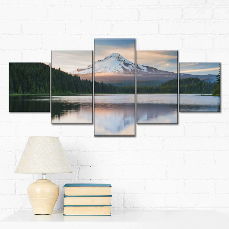 Ensemble de 5 pièces sur toile Mount Hood Panorama, H 24 po x l 55 po x P 1,25 po