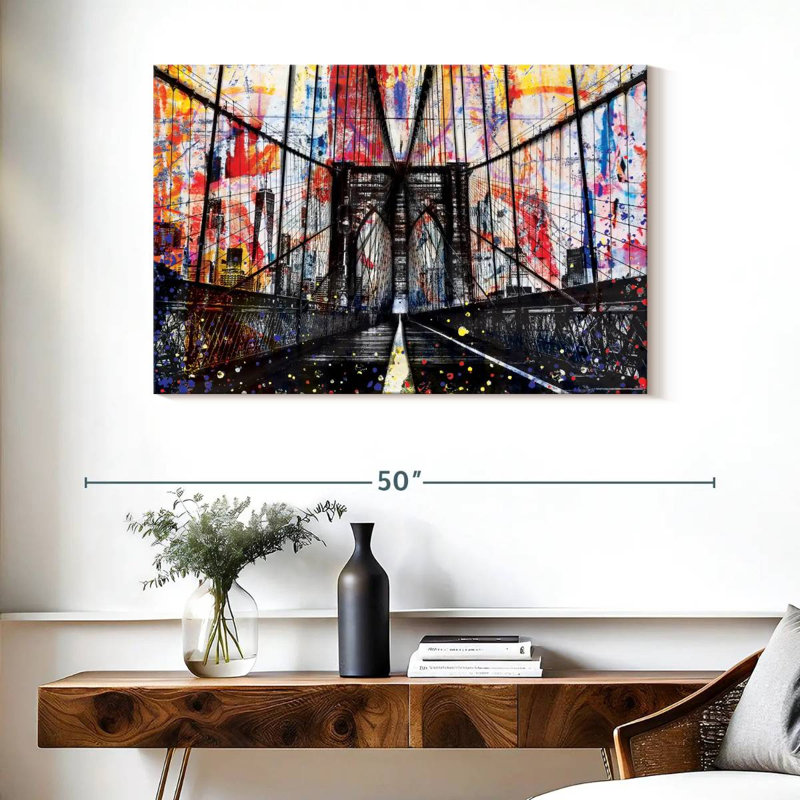 «Grunge Brooklyn Bridge», reproduction sur toile, H 26 po x l 39 po x P 1,25 po
