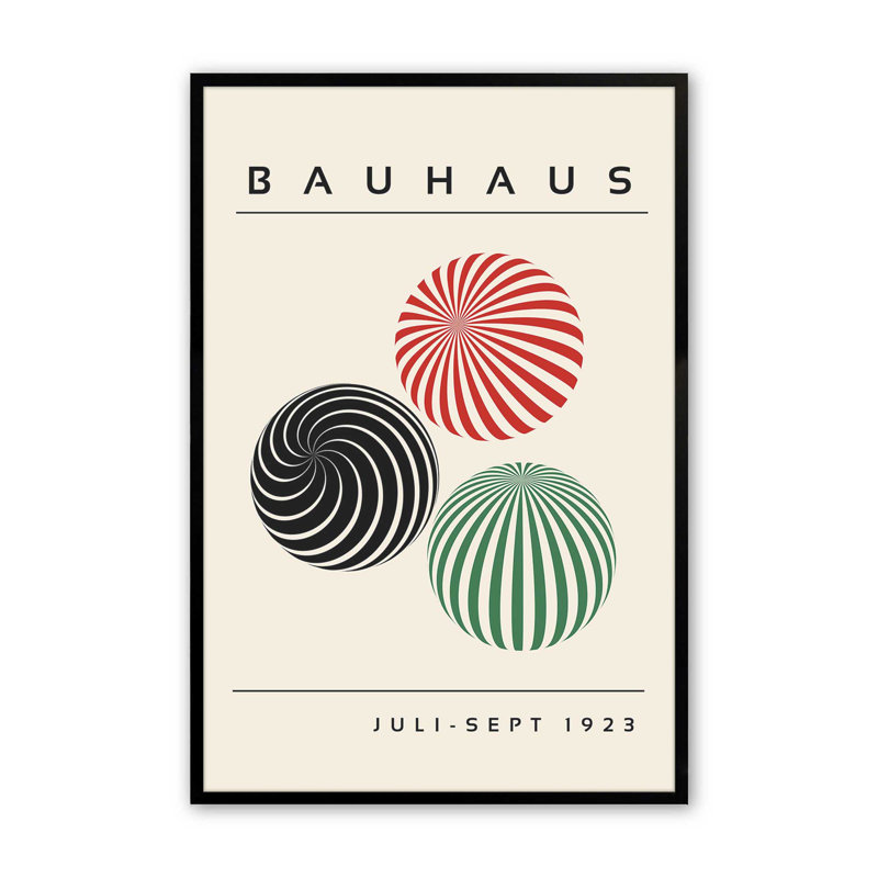 Sphères géométriques du Bauhaus, H 11 po x l 9 po, Cadre photo noir satiné