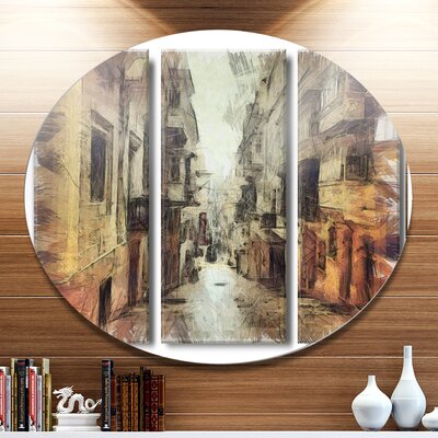 Path in Street Watercolor Stretch' Oil Painting Print on Metal -  Design Art, MT13892-C36