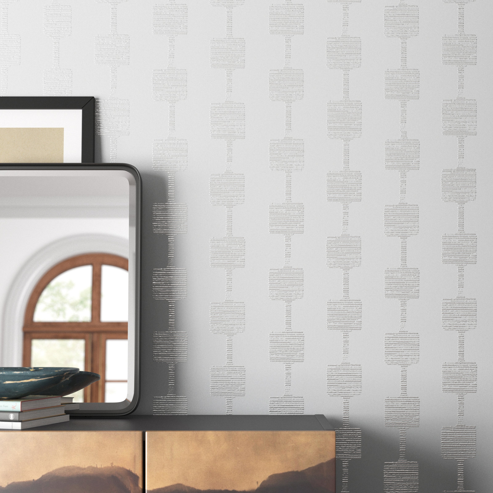 Boudin Modern Geometric Wallpaper, Gray