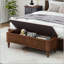 Banc repose-pieds avec rangement en lin 50,8 po - Noyer-129894692-129894693