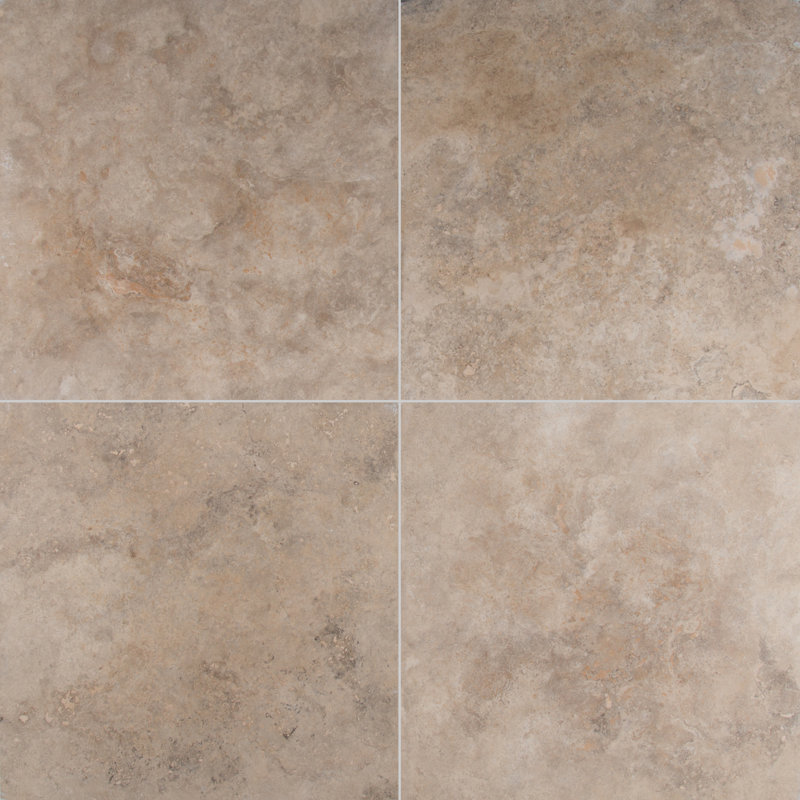 Carreau de sol en travertin adouci 18 po x 18 po Marzana Almond