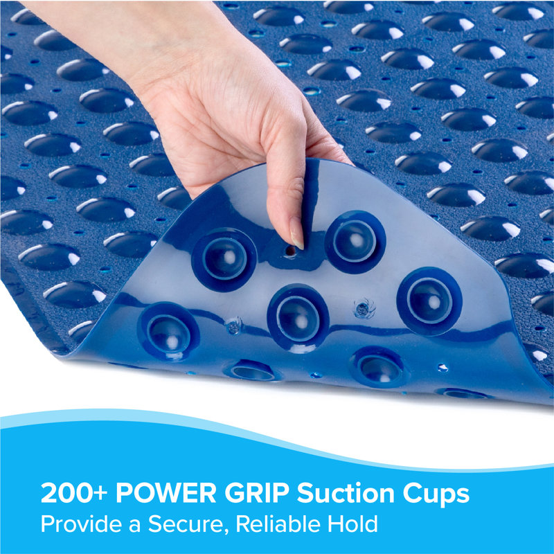 Extra Long Non-Slip Bathtub Mat with Suction Cups, Navy