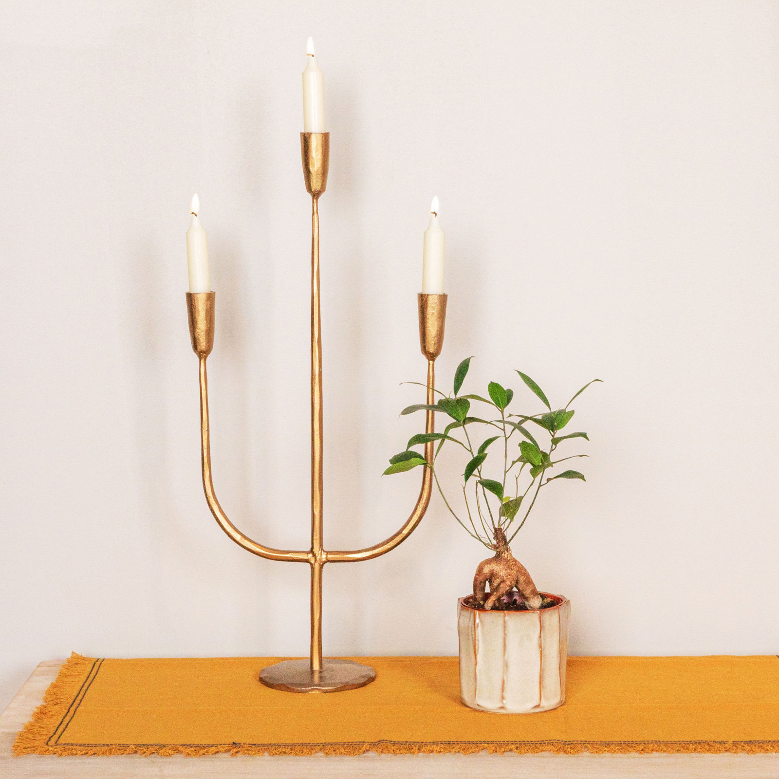 Hand-Forged Metal Candelabra, Copper