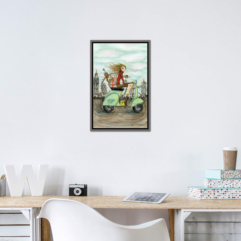 Art de londres, H 60 po x l 40po x P 1,5 po, Toile encadrée de bois rustique foncé