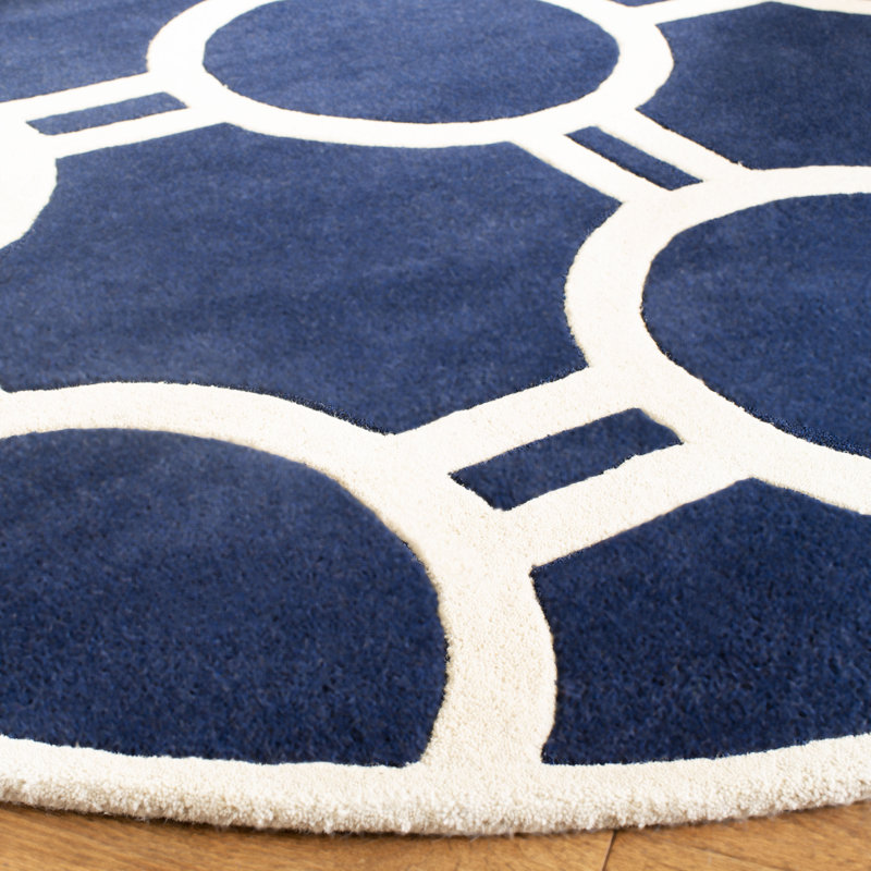 Carolene Hand Tufted Wool Geometric Rug, Round 7'
