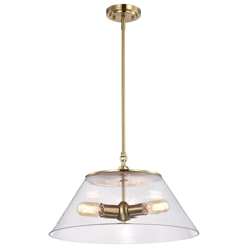 Gertie 20" W 3-Light Metal Cone Pendant with Dimmable Switch, Clear