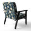 Fauteuil d'appoint rembourré blanc et bleu à motif de faune Ranunculus