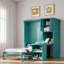 Lit escamotable simple mural rotatif avec bibliothèque, armoire supérieure, bureau extensible et rangement latéral pour un usage domestique polyvalent-1306545460