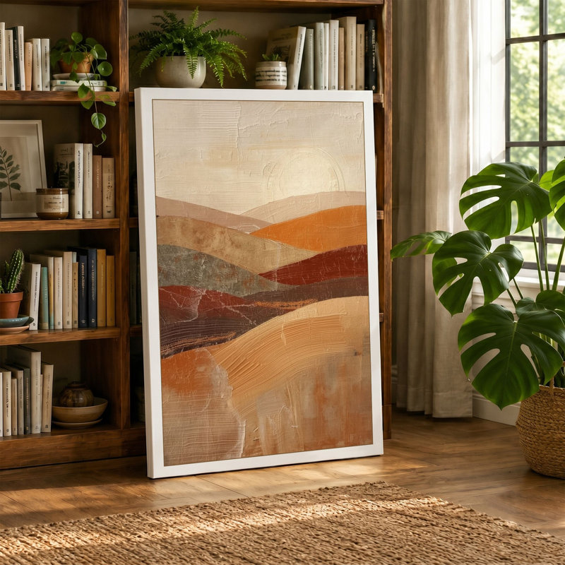 Layered Earth Tones Abstract - Wrapped Canvas, 24x16 - 61.0 x 40.6 cm, Terracotta Border