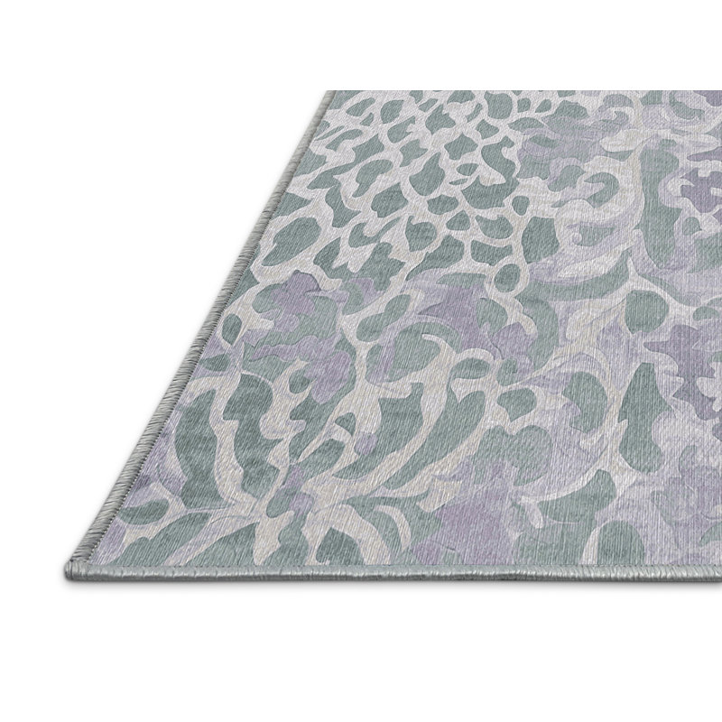 Machine Washable Blue Area Rug, Round 8'