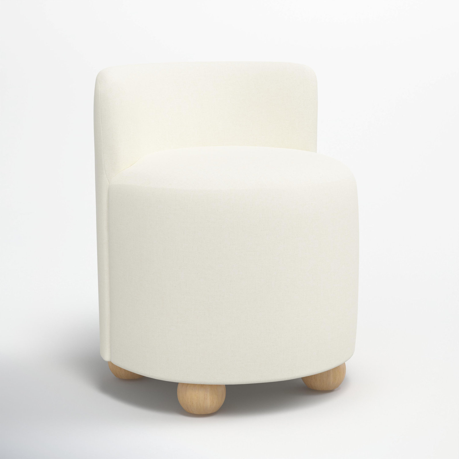 Bee Vanity Stool, Zuma White Textured Linen