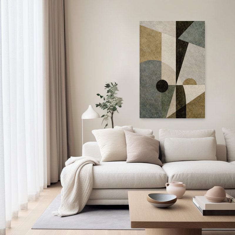 Warwick, art mural géométrique abstrait contemporain, H 60 po x l 40 po