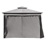Terrace gazebo with mosquito net and privacy screen