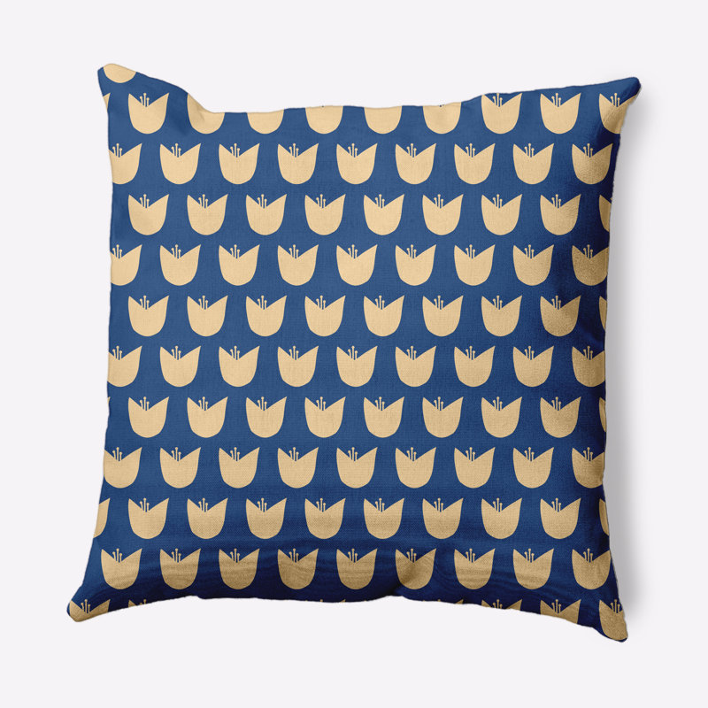 Coussin décoratif intérieur / extérieur Tulip Design, Bleu cobalt foncé, 20 po x 20 po