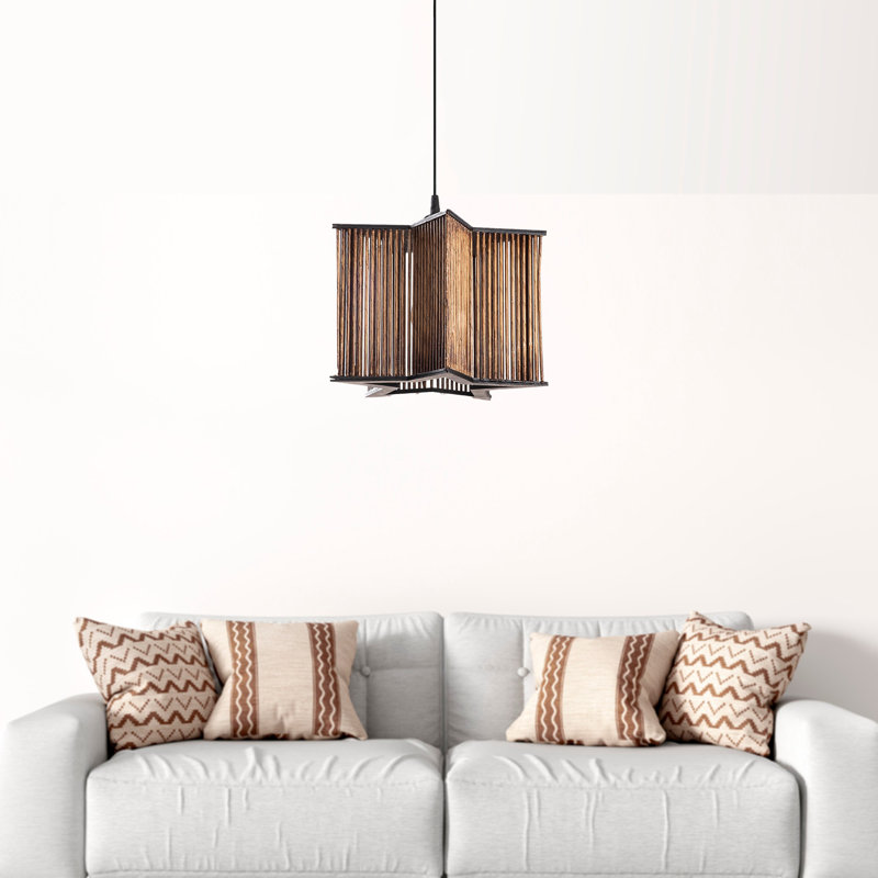 Antiquation Color Wooden Chandelier with Imitation Bamboo Cap, 11.8 x 11.8 x 8.3 inches | Total Height: 23.6 inches | E27 Socket, Max 40W | CE Certified | Elegant Lighting for Home Décor & Ambiance