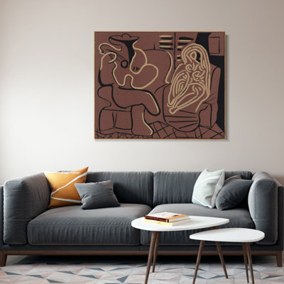 Encadré sur toile, estampe numérique, série # 402 par Pablo Picasso, art mural, décorations de bureau à domicile (cadre en bois de couleur mince, 18 po x 24 po)