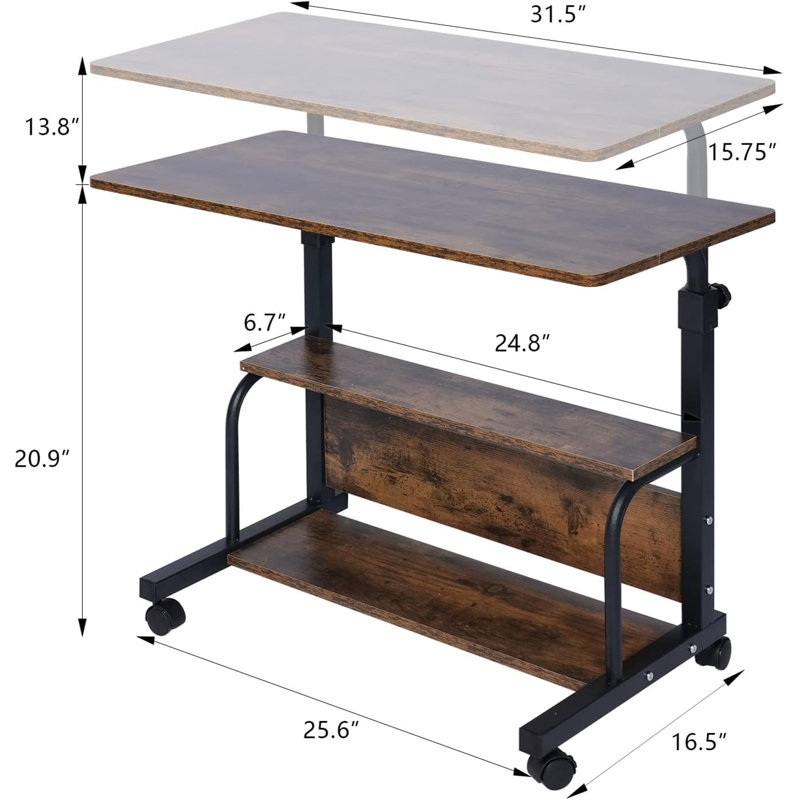 Mayu Aluminum Computer Desk, Rustic Brown