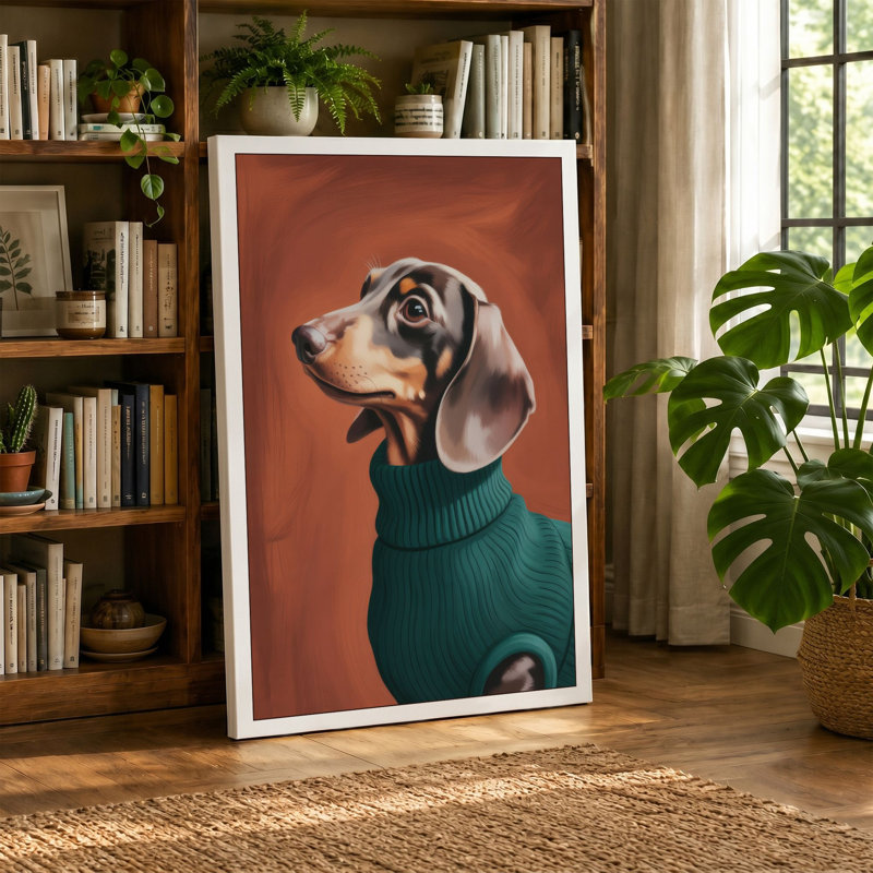 Teal Knit Companion Modern 1 Piece Wrapped Canvas Wall Art, 18x12 - 45.7 x 30.5 cm, Cream Border