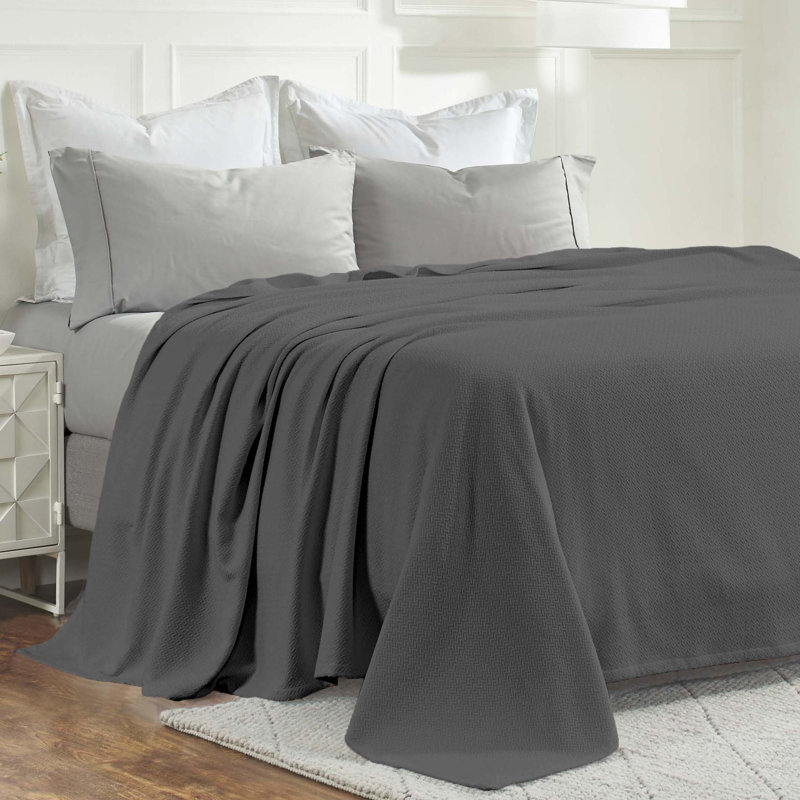 Superior Charcoal Cotton Chevron Twin Blanket