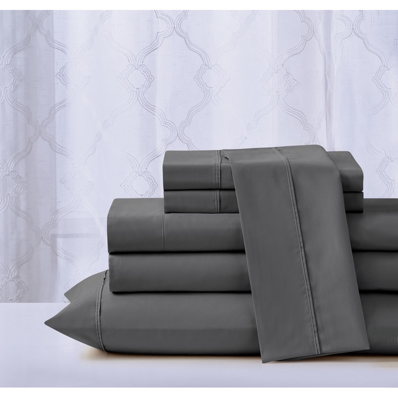  Ensemble de draps 6 pièces Cool Max Kathy Ireland - 6 couleurs, Gris foncé