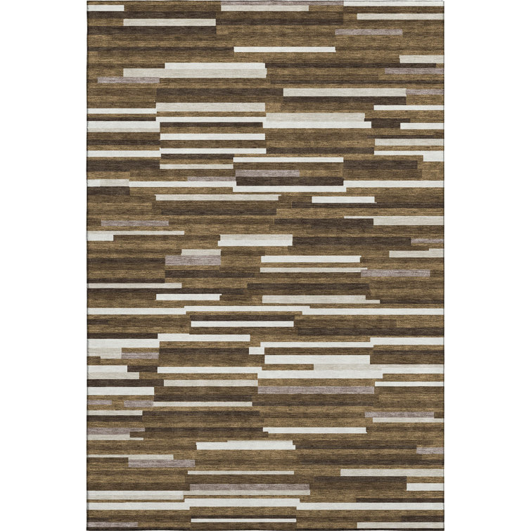 Premium Machine Washable Prisco Brown Rug