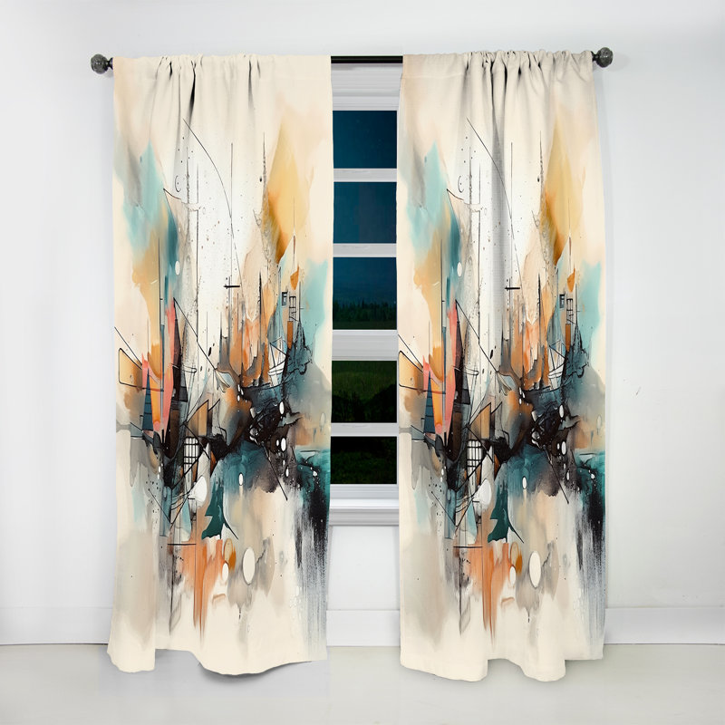 Kalyn - Green And Cream Abstracted Realities III - Abstract Marble Curtain - Velvet Room Darkening - 1 panel, 52" W x 108" L