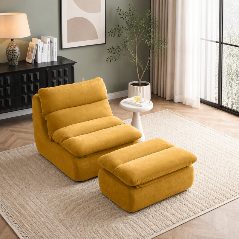 Canapé paresseux rembourré 32 "Big Chaise, Jaune