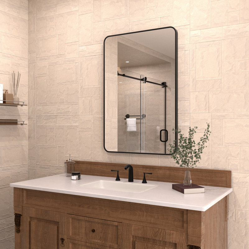 Cosy 24 in. W x 36 in. H Rectangular Modern Framed Wall Bathroom Vanity Mirror in Matte Black, Matte Black, 24" x 36"
